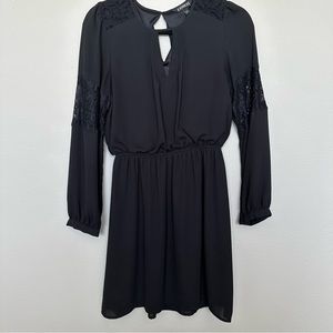 Express long sleeve lace detail mini dress